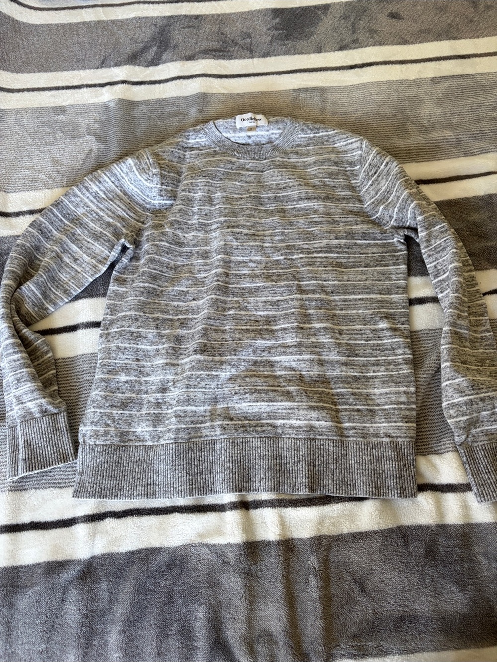 Goodfellow & Co Gray Marled Crewneck Sweater with Subtle Stripes